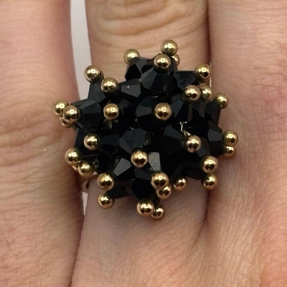 Black & Gold Beaded Ring